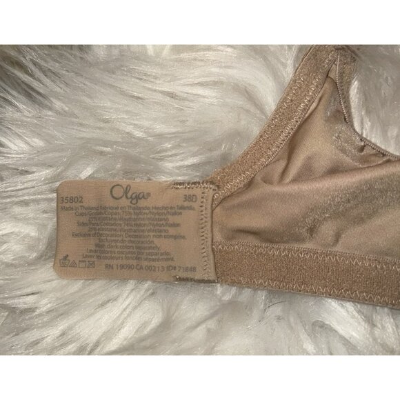 Olga 35802 Signature Support Lace Minimizer Bra Unpadded UW Womens 38D Beige - Picture 6 of 6